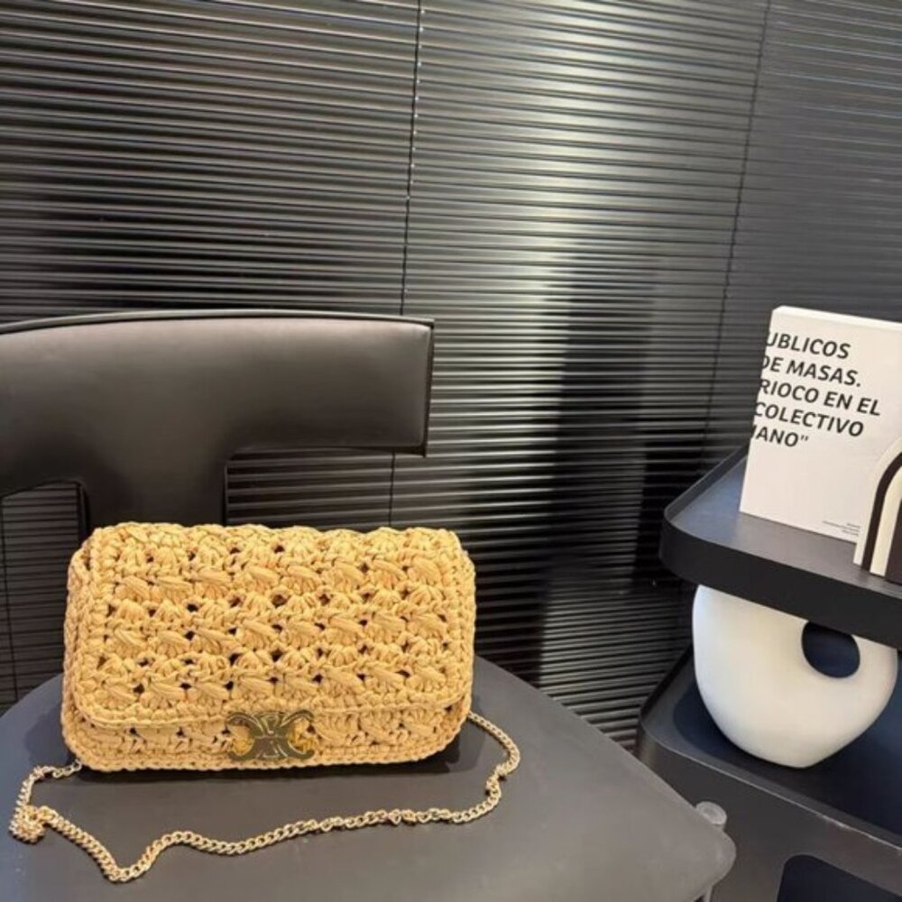 Celine Beige Woven Crossbody Bag